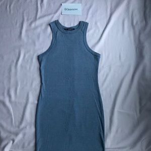 Blue Ribbed Bodycon Dress